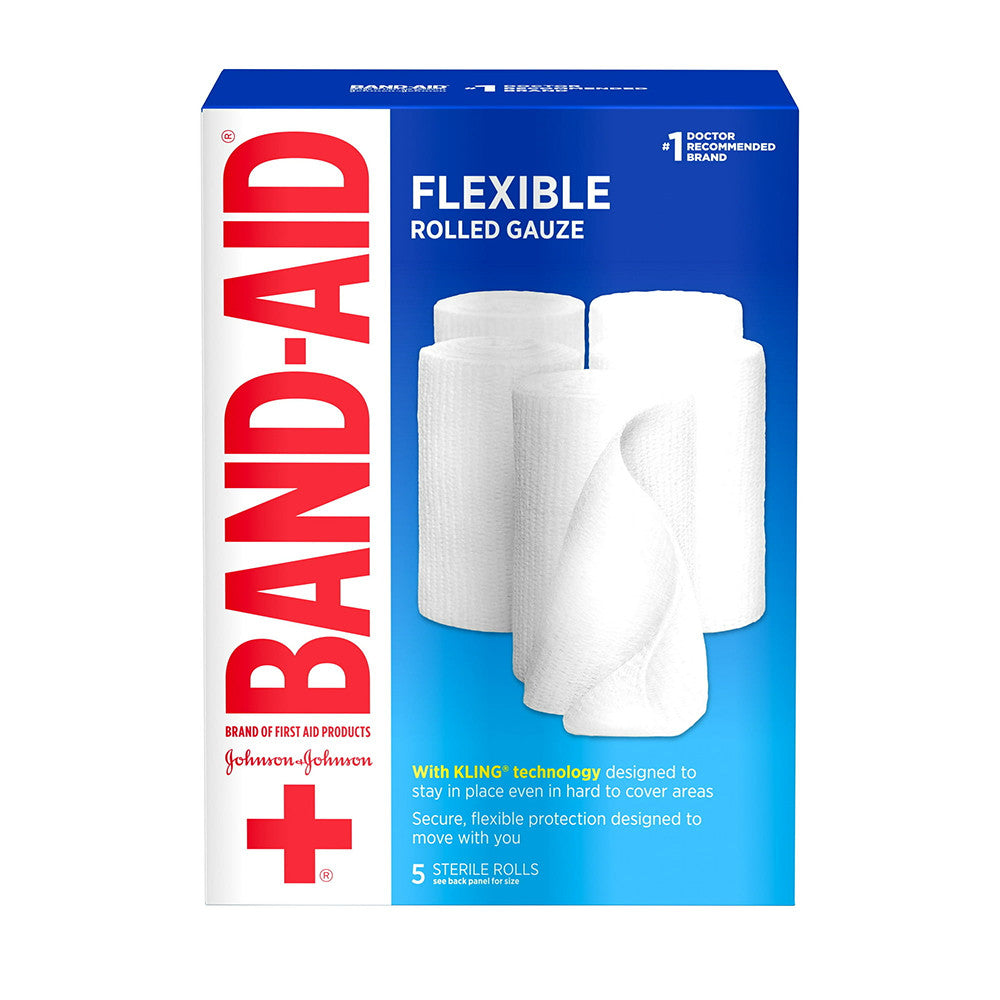 Band Aid First Aid Covers Kling Rolled Gauze, Large 4 Inch X 2.1 Yards, 5 Ea